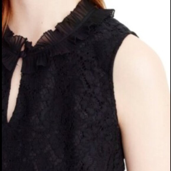 J.Crew Lace Ruffle Blouse with Button details - Black, Size SP - Picture 2 of 6